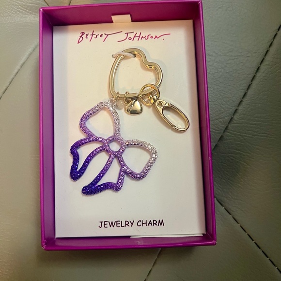 Betsey Johnson Accessories - Betsey Johnson Glittery Purple Ombre Bow Bag Charm or Keychain